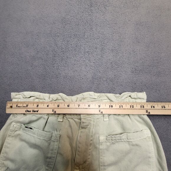 Zara Jeans Womens 4 Green Paper Bag Tapered Leg Denim Distressed - Picture 9 of 12